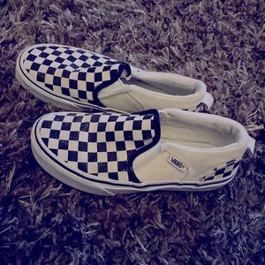 Youth size 1 checkered van slip ons